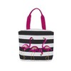 Mina Victory Handbag Stripe Sequin Flamingos 22" x 15" x 6" Beach Bag with Matching Clutch Black White - 4 of 4