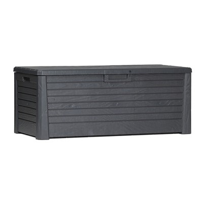 Toomax Florida UV Resistant Lockable Deck Storage Box Bench for Outdoor Pool Patio Garden Furniture & Indoor Toy Bin Container, 145 Gal (Anthracite)