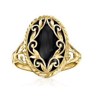 Ross-Simons Black Onyx Scroll Ring in 14kt Yellow Gold - 1 of 4