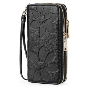 Women’s Large Capacity Wallet, Double Zip Leather RFID Blocking Card & Phone Holder Wristlet – Stylish & Functional for Everyday Use - 1 of 4