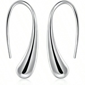Lightweight Teardrop Gold Hoop Earrings for Women - Chunky Pull Through Huggie High Polished Statement Gift for Women Trendy - 1 of 4