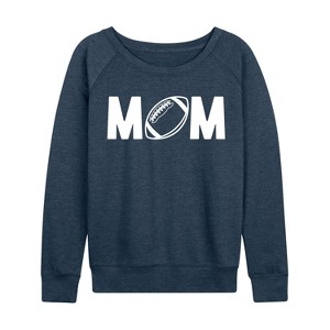 Women's - Instant Message - Mom Football Lightweight French Terry Wide Neck Long Sleeve Graphic Shirt - 1 of 4