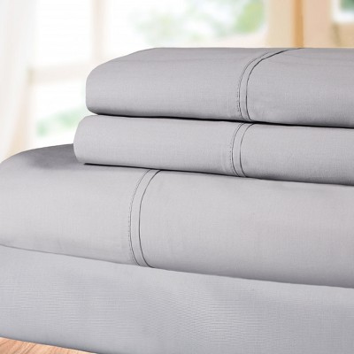 300-Thread Count Breathable Cotton Percale Deep Pocket Solid Bed Sheet Set by Blue Nile Mills