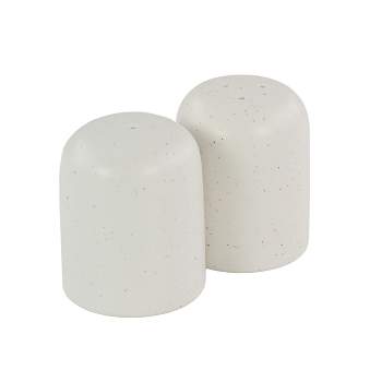 Salt and Pepper Shakers, White Ceramics and Lava Stone, Modern