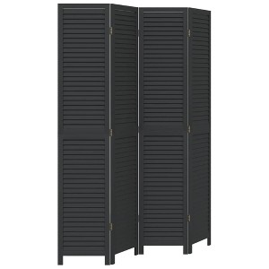 vidaXL Room Divider 4 Panels Black Solid Wood Paulownia - 1 of 4