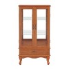 YOOCOZZ Lighted Glass Display Wine Curio Cabinet with Adjustable Glass Shelves, Two Doors, One Drawer Included Bulb - 4 of 4