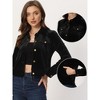 Allegra K Women's Cropped Velvet Retro Button Up Slash Pockets Old Fashion Casual Jackets - 2 of 4