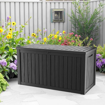 Wooakway 150 Gallon Waterproof All-Weather Storage Box Deck Box Indoor and Outdoor Use