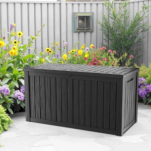 Wooakway 150 Gallon Waterproof All-Weather Storage Box Deck Box Indoor and Outdoor Use - 1 of 4