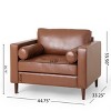 GDFStudio Hixon Contemporary Faux Leather Tufted Club Chair with Bolster Pillows - 3 of 4