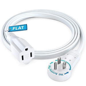 Maximm 360° Rotating Flat Plug Extension Cord Flat Cord with Slim Space-Saving Plug Design, 16 AWG - 1 of 4