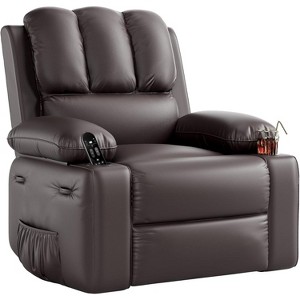 22" Oversized Recliner Chairs with Heat and Massage - Lazy Sofa for Adults- Manual Chair Recliner with Cup Holder - 1 of 4