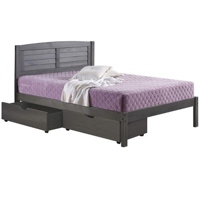 Donco Kids Louver Full Antique Grey Bed With Dual Underbed Drawers