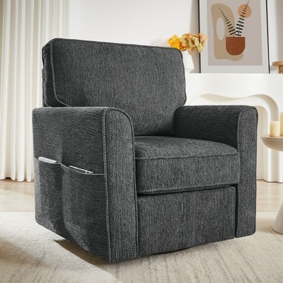 360° Swivel Accent Barrel Armchair with Side Pockets, Ergonomic Sofa Chair for Living Room, Bedroom -- Frevyn