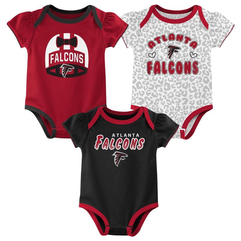 NFL Atlanta Falcons Baby Girls&#39; Onesies 3pk Set - 6-9M, 1 of 5