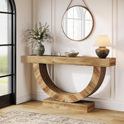 Tribesigns 59.06" Wooden Console Table with Half-Circle Base
