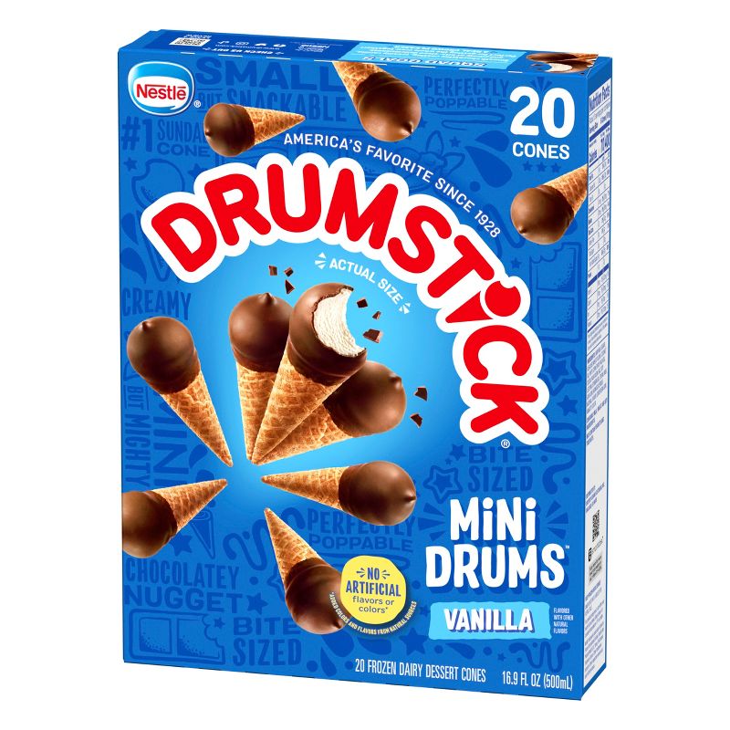 Nestle Drumstick Mini Drums Frozen Sundae Cones Vanilla - 20ct, 5 of 17