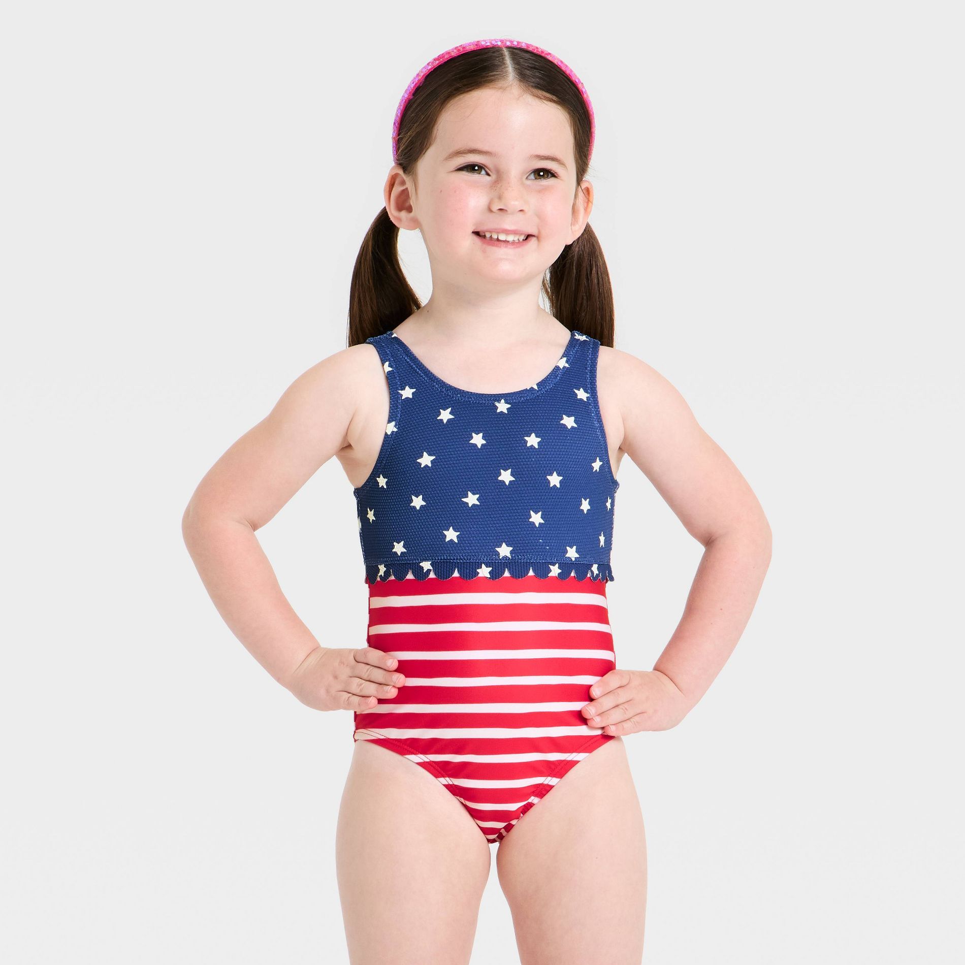 Toddler Girls' Americana Flag One Piece Swimsuit - Cat & Jack™ Red