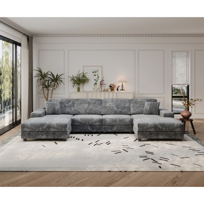 TIRAMISUBEST Convertible U-Shaped Sofa, Modular Sofa with Storage, Suitable for Living Rooms and Bedrooms - Gray