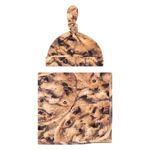 Touched by Nature Unisex Baby Organic Cotton Swaddle Blanket and Cap, Cookie, 0-6 Months - 1 of 3