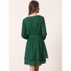 Seta T Women's Deep V Neck Wrap Long Sleeve Tie Waist Mini Skating Flowy A-Line Dress - 4 of 4