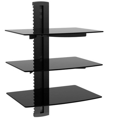  Monoprice 3 Tier Electronic Component Glass Shelf Wall Mount Bracket with Cable Management System 