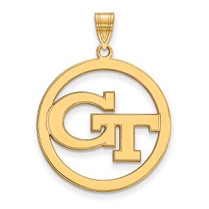 Black Bow Jewelry 14k Yellow Gold Plated Sterling Silver Georgia Tech Yellow Jackets NCAA Large Pendant - 1 of 3