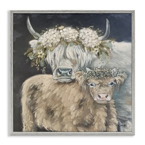 Stupell Industries Highland Cattle with Flower Garlands, 12" x 12" - 1 of 4