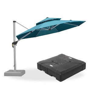 PURPLE LEAF 10/11/12/13ft Outdoor Patio Cantilever Umbrella with Base Offset Umbrella 360 Degree Rotation Round Umbrella for Deck Pool Garden - 1 of 4