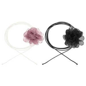 Unique Bargains Prom Wedding Adjustable Delicate Fabric Camellia Choker Necklace 82.68" - 1 of 4