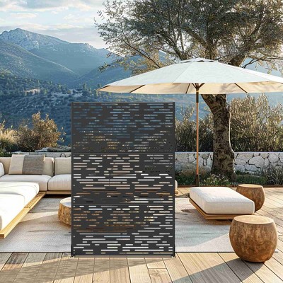 Lirago Metal Outdoor Privacy Screen Freestanding Patio Decorative Screens - 72"x47", Black