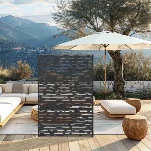 Lirago Metal Outdoor Privacy Screen Freestanding Patio Decorative Screens 72"x47" Black - 1 of 4