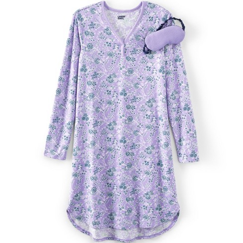 Lands' End Women's Cozy Gown Sleep Set - Shirt Gown And Mask - Medium -  Lavender Cloud Classic Floral : Target