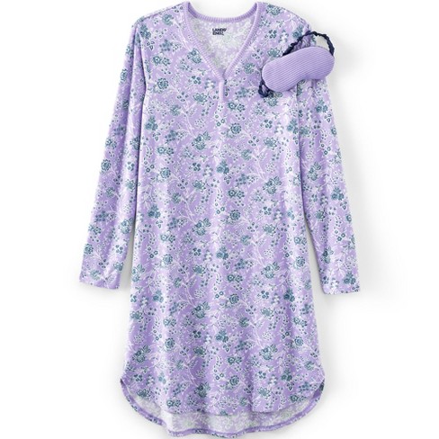 Lands' End Women's Cozy Gown Sleep Set - Shirt Gown And Mask - X Large -  Lavender Cloud Classic Floral : Target