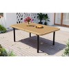 59" Rectangular Patio Dining Table with Umbrella Hole, Polywood Garden Dining Table, Wicker Metal Frame Outdoor Dining Table for 6-Coolbibila - 2 of 4