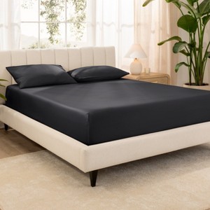 400 Thread Count Organic Cotton Sateen Fitted Sheet by Bare Home - 1 of 4