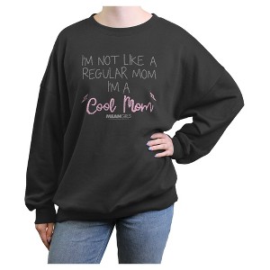 Junior's Women Mean Girls I'm Not Like a Regular Mom Embroidery Pattern Sweatshirt - 1 of 2