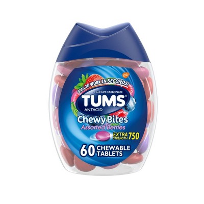 TUMS Chewy Bites Extra Strength Antacid Assorted Berry 60ct