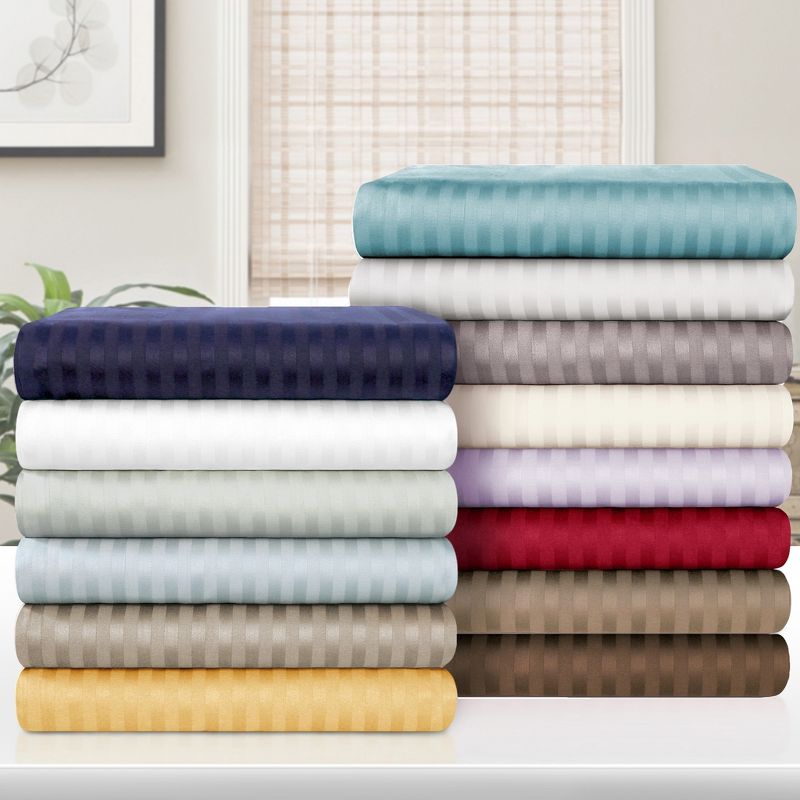 Premium 600-Thread Count Cotton Stripe Deep Pocket Sheet Set by Blue Nile Mills, 5 of 6