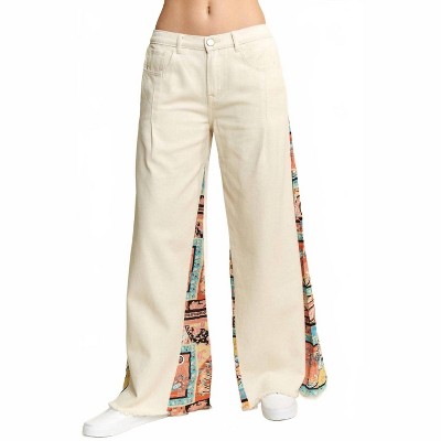 Women's Mid Rise Paisley Print Patchwork Pants - JADE BY JANE S : Target