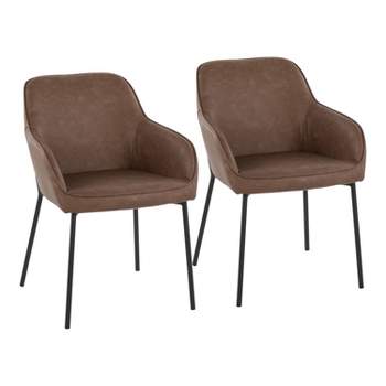 Set of 2 Daniella PU Leather/Steel Dining Chairs Black/Espresso - LumiSource