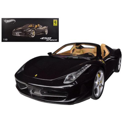 Ferrari 458 Spider F1 Glossy Black Elite Edition 1/18 Diecast Car Model by Hotwheels