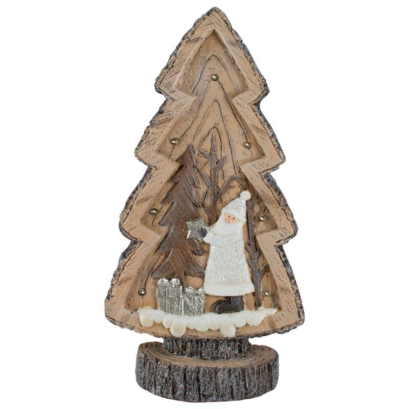 Northlight 20" LED Lighted Rustic Glittered Tabletop Christmas Tree with Winter Scene, 1 of 5