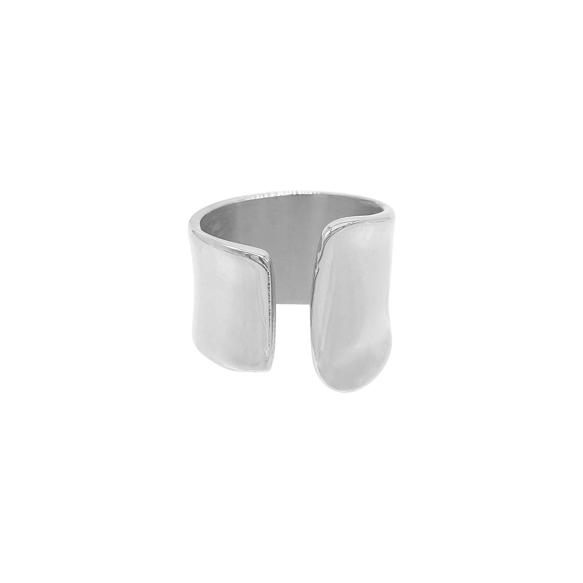 Adornia Rhodium Plated Tall Open Band Ring