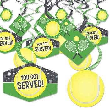 Big Dot of Happiness You Got Served - Tennis - Baby Shower or Tennis Ball Birthday Party Hanging Decor - Party Decoration Swirls - Set of 40