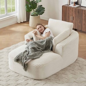 AENKYO Oversized Sleeper Sofa Bed & Cloud Lounge Chair, Corduroy Upholstered Sofa No Assembly Required for Living Room - 1 of 4
