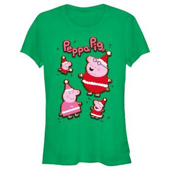 Juniors Womens Peppa Pig Christmas Gingerbread Cookies T-Shirt