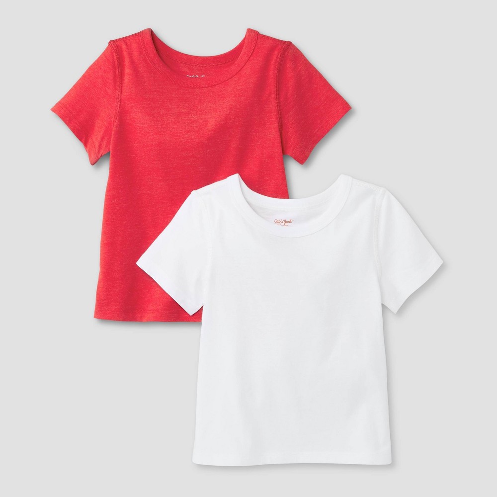 Toddler 2pk Adaptive Short Sleeve T-Shirt - Cat & Jack White/Red 5T