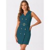 Allegra K Women's Sleeveless V Neck Notched Lapel Double Breasted Belted Work Office Dress - 2 of 4