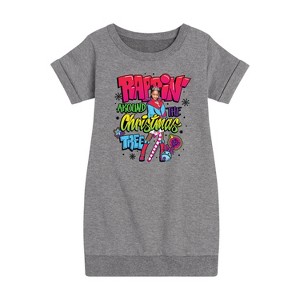 - Nickelodeon - Rappin Around The Christmas Tree Graphic Short Sleeve Fleece Dress - 1 of 4